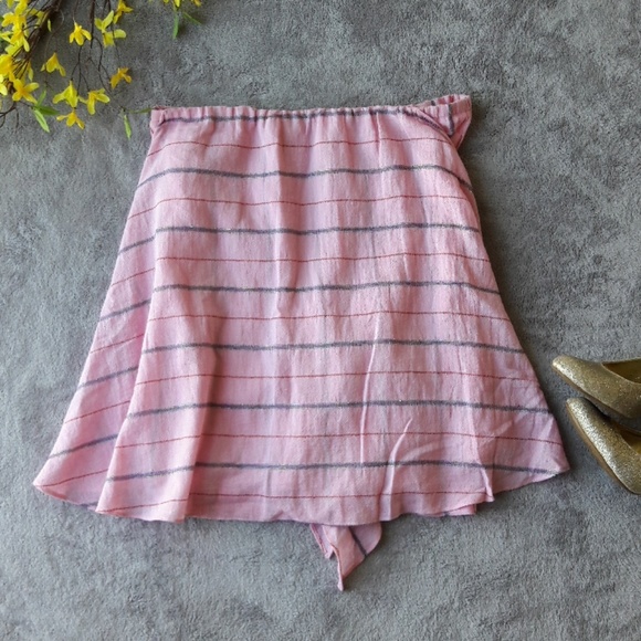 Anthro Holding Horses Pink Tie Striped Skirt - Picture 5 of 6